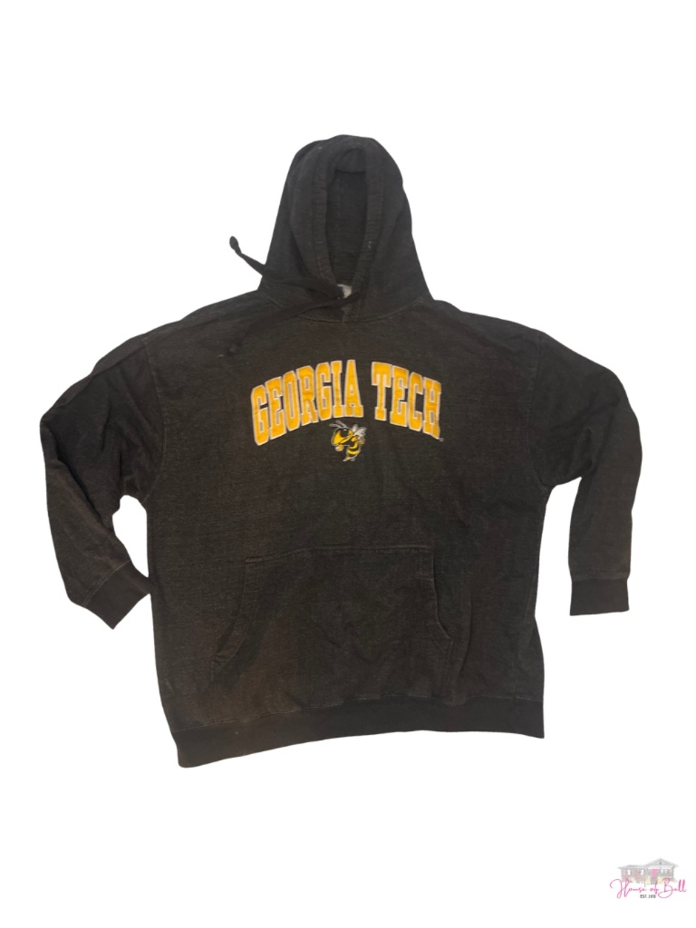 Vintage OVB Georgia Tech Yellow Jackets Charcoal Grey Hoodie Sweatshirt